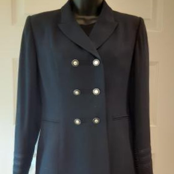 Vintage Kasper ASL Double Breasted Navy Jacket - Picture 1 of 9